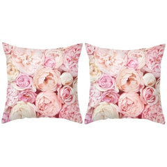 MOMISY Decorative Polyester Home Sofa Bedside Cushion Throw Pillow Covers, 45 x 45 cm, Pack of 2 (Rose-2)