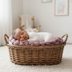 MOMISY Newborn Baby Photography Wrap, Wool Braided Rope Basket Filler, Baby Photo Props, Soft Blanket (Watermelon)