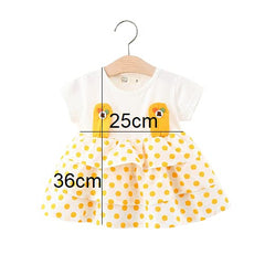 MOMISY Baby Girl Short Sleeves Infant Toddler Skirt Summer Frock Clothes Set-Party- Yellow & White-S (0 Months to 6 Months)