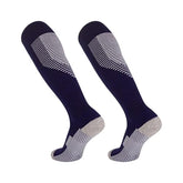 MOMISY Soccer Football Athletic Sports knee High Cotton Blend Socks for Men & Women | Odour Free, Superior Grip-Pack of 1 (Navy White)