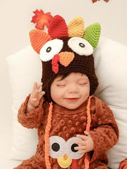 MOMISY Turkey Crown Big Eyes Cartoon Cap Newborn Baby Photography Shoot Props Costumes - 0 To 6 Months (Brown)