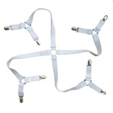 MOMISY Bed Sheet Straps Fasteners Suspenders Grippers Clips, Triangle Shape, Adjustable Crisscross Corner Holder Fit for Twin/Queen/King (White)