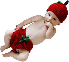 MOMISY Chilli Cap and diaper - Baby Photography & Photoshoot Prop (Red)