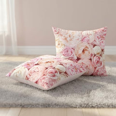 MOMISY Decorative Polyester Home Sofa Bedside Cushion Throw Pillow Covers, 45 x 45 cm, Pack of 2 (Rose-2)