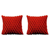 MOMISY Corduroy Cushion Throw Pillow Covers, Honeycomb Pattern, 45 x 45 cm, Pack of 2 (Red)