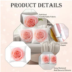 MOMISY Decorative Polyester Home Sofa Bedside Cushion Throw Pillow Covers, 45 x 45 cm, Pack of 2 (Rose-Big-2)