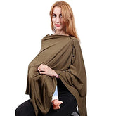MOMISY Nursing Cover Scarf for Breastfeeding - MultiUse - Nursing Blanket – Poncho Style with Buttons - Stretchy Baby Car Seat Canopy - Elegant Shawl - Made of 100% Modal - Green