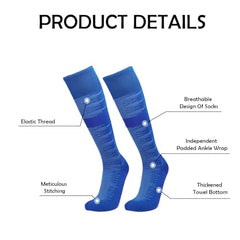 MOMISY Soccer Football Athletic Sports knee High Cotton Blend Socks for Men & Women | Odour Free, Superior Grip-Pack of 1 (Stripe Blue)