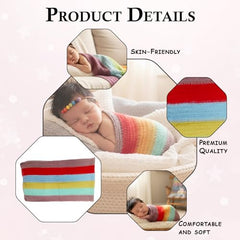 MOMISY Baby Photography Photoshoot Props Breathable Blanket Swaddle Polyester Wrap-Rainbow