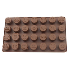 MOMISY Smiley face Chocolate Mould | Silicone Candy Mold | Baking Tools for Cake Chocolate Candy Ice Jelly | Cake Baking Moulds | Bakeware Molds | 28 Cavity (Brown)
