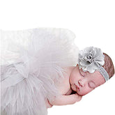 MOMISY Baby Photography Props, Skirt & Headband for Kids Parties Anniversaries Photography, Grey