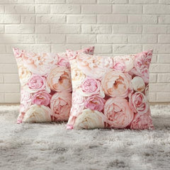 MOMISY Decorative Polyester Home Sofa Bedside Cushion Throw Pillow Covers, 45 x 45 cm, Pack of 2 (Rose-2)
