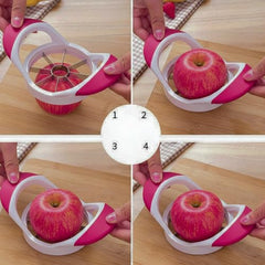 MOMISY Plastic Apple Fruit Slicer, Corer, Cutter, Divider Tool, 8 Stainless Steel Blades (WhiteRoseRed)