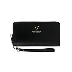MOMISY Women's Girls PU Leather Party Wedding Clutch | Zipper | Ladies Purse Wallet Girls (Black)