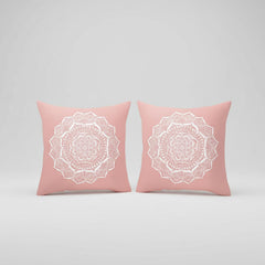 MOMISY Decorative Polyester Home Sofa Bedside Cushion Throw Pillow Covers, 45 x 45 cm, Pack of 2 (Rangoli Pink2)