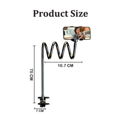 MOMISY Mobile Phone Holder, 360° Adjustable Gooseneck Clamp Mount, Universal Phone Stand for Desk, Office, Home (Spring Black, 60 cm)