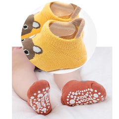 MOMISY Animal Pattern Cotton Non-Slip Ankle Socks, 6 Pairs, Toddler Boys Girls, Warm Anti-Skid Infant Socks (IN, Age, 12 Months, 3 Years)