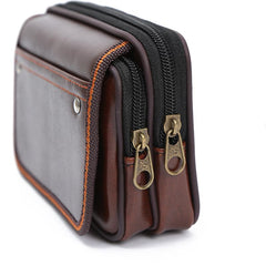 MOMISY Horizontal Mobile Cell Phone Holster Holder Pouch Case Belt Clip Case Leather Case Cover for Men (Brown)