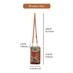 MOMISY Mobile Bag, Cellphone Sling Bag, Card Holder Wallet, Crossbody Bag, PU Leather, for Girls (Hibiscus)