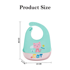 MOMISY Baby Bib For Newborn Waterproof Silicone Apron Wipeable Stain Resistant With pocket For 6 months and up (1, GreenCat)