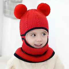 MOMISY Winter Soft Woolen Monkey Cap with Velvet Lining for Baby Boys, Girls, Infant, Toddler, 2-5 Years (in, Age, 2 Years, 5 Years, Red)