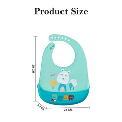MOMISY Baby Bib For Newborn Waterproof Silicone Apron Wipeable Stain Resistant With pocket For 6 months and up (1, GreenBear)
