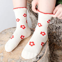 MOMISY 5 Pairs Baby Socks Floral Crew Socks Pattern, Soft & Breathable, Colorful Design 2–5 Years (Multicolor)