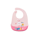 MOMISY Baby Bib For Newborn Waterproof Silicone Apron Wipeable Stain Resistant With pocket For 6 months and up (1, PinkRabbit)