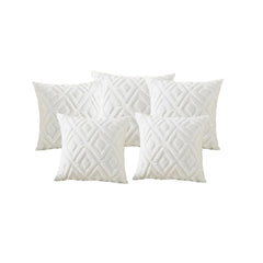 MOMISY Corduroy Cushion Throw Pillow Covers, Diamond, 45 x 45 cm, 18 x 18 inch (5, White5)