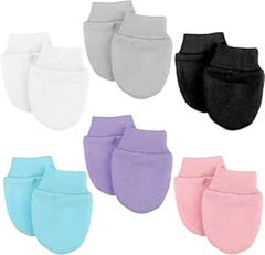 MOMISY Newborn Premium Cotton Mittens Set/Hand Gloves/Muthi. (0-6 Months)-06 Pairs-Solid-Multicolor