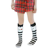 MOMISY 1 Pair of Baby Spring Winter And Autumn Combed Cotton Long Tube Knee-High Socks Suitable Age of 3 to 12 Years (IN, Age, 3 Years, 12 Years, WhiteCatStripe)