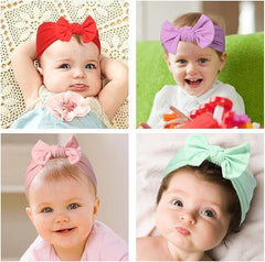 MOMISY Baby Girls Nylon Headbands with Bows, Soft Stretchy, Set of 6, Multicolour
