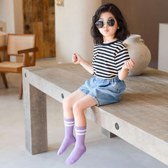 MOMISY Striped Tube Ankle Socks for Toddlers, 4 Pairs, Boys and Girls (IN, Age, 12 Months, 24 Months, 4A)