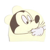 MOMISY 1 Piece Small Cartoon Design Baby Cotton Cap for Newborn Baby Boys and Girls of Age 0 to 6 Months (Mickey-LightYellow)