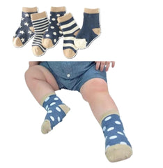MOMISY 5 Pairs Tube Socks for children Toddlers Infant Baby Girl Boys (Navy, 6 Year to 8 Year)