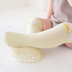 MOMISY 3 Pairs of Baby Kids Children Anti Skid Sleep Spring Winter And Autumn Combed Cotton Long Tube Knee-High Socks (IN, Age, 12 Months, 3 Years, YellowBlueKhaki)