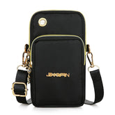 MOMISY Small Cross Body Bag, Multifunction 3 Layer Mini Shoulder Bag Phone Purse Armband with Headphone Port for Teens Girls Ladies Women (Black)