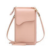 MOMISY Women Cellphone Sling Bag Card Holder Wallet Handbag Crossbody multi-function Shoulder Bag for Girls (Peach)