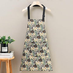 MOMISY Tropical Floral Kitchen Apron – Cooking Apron with Colorful Print, Adjustable Neck Strap (Yellow)