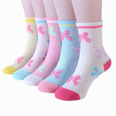 MOMISY 5 Pairs Baby Girl Boys Tube Socks Toddlers Infant Solid Color Boat Spring and Autumn Socks Stretch Baby Socks (IN, Age, 12 Months, 3 Years, Multi Bow)