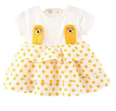 MOMISY Baby Girl Short Sleeves Infant Toddler Summer Frock -Wedding- Yellow&White-XL (2 Years to 2.5 Years)