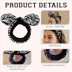 MOMISY Spa Headband for Women, Washable Facial Band, Elastic Hair Band, Makeup Wrap (Zebra-Black, Free)