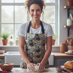 MOMISY Tropical Floral Kitchen Apron – Cooking Apron with Colorful Print, Adjustable Neck Strap (Yellow)