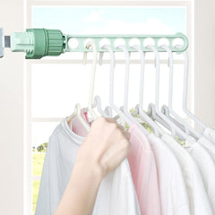 MOMISY Multifunctional Window Frame Hook Hanger Rack for Clothes I Space Saver Indoor Outdoor | Portable Indoor Balcony 8 Hole Clothes Hanging Drying Rack-Green
