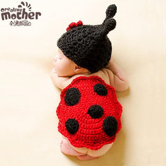 MOMISY Bee Long Tail Cap New Born Baby Photography Props - Red Black