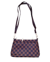 MOMISY Shoulder Sling Bag with Long Strap for Women Zipper Closure Handbags Ladies Crossbody Purse (BrownBlack Chess)