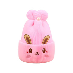 MOMISY Bunny Baby Cap, Soft Beanie Woolen Hat for Spring, Winter, Autumn, for Newborn, Infant, Toddler, Kids, Babies- 0 to 6 Months (in, Age, 0 Months, 6 Months, Light Pink)