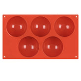 MOMISY Silicone Semi Sphere Mould, 5-Cavity Half Ball Baking Tray for Chocolate Bombs, Dome Cakes, Jelly, Soap, and Desserts – Oven & Freezer Safe