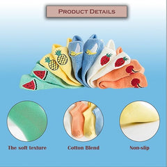 MOMISY 5 Pairs Baby kids Girl Boys Mesh Fruit Embroidery Toddlers Infant Solid Color Cotton Stretch Baby Socks (IN, Age, 6 Years, 8 Years, Standard, Fruit)