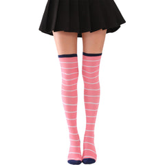MOMISY Knee Socks for Womenand Girls Premium Cotton Blend, Breathable Long Knee High Stockings, Ultimate Comfort and Style, Ideal for Daily Use- Pack of 1 (Free Size) (Pink White)